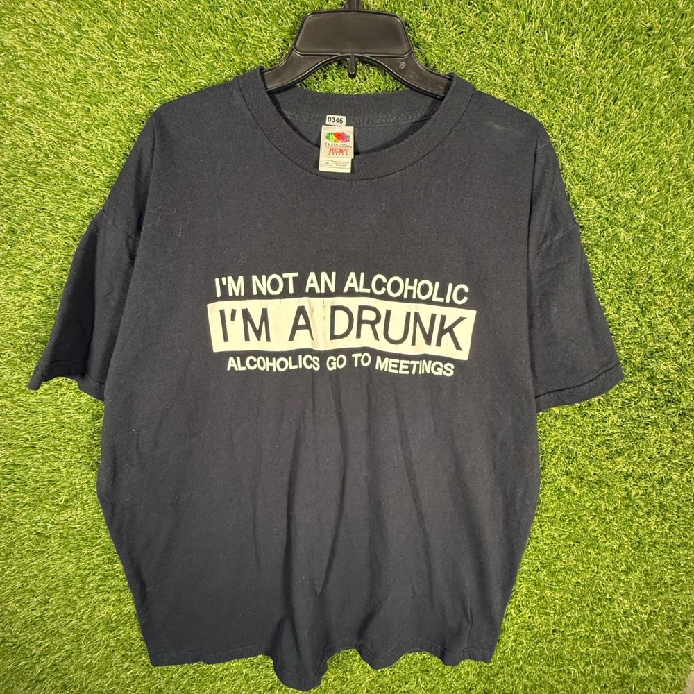 Funny Mens Graphic T Shirt Drunk Alcoholics Meetings Novelty Tee‎ 2XL
